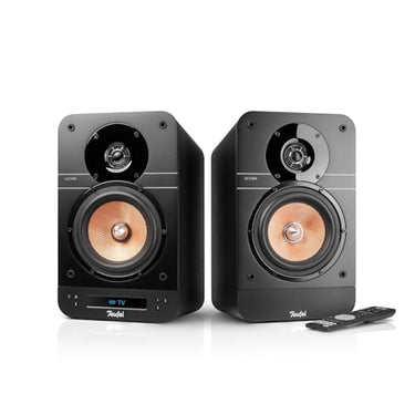 Teufel Ultima 25 Aktiv - Aktive Regallautsprecher mit Bluetooth und integriertem AV-Receiver, Dolby Audio, DAB+ und FM Radio, HDMI ARC CEC, Touch Slider - weiß im Sale